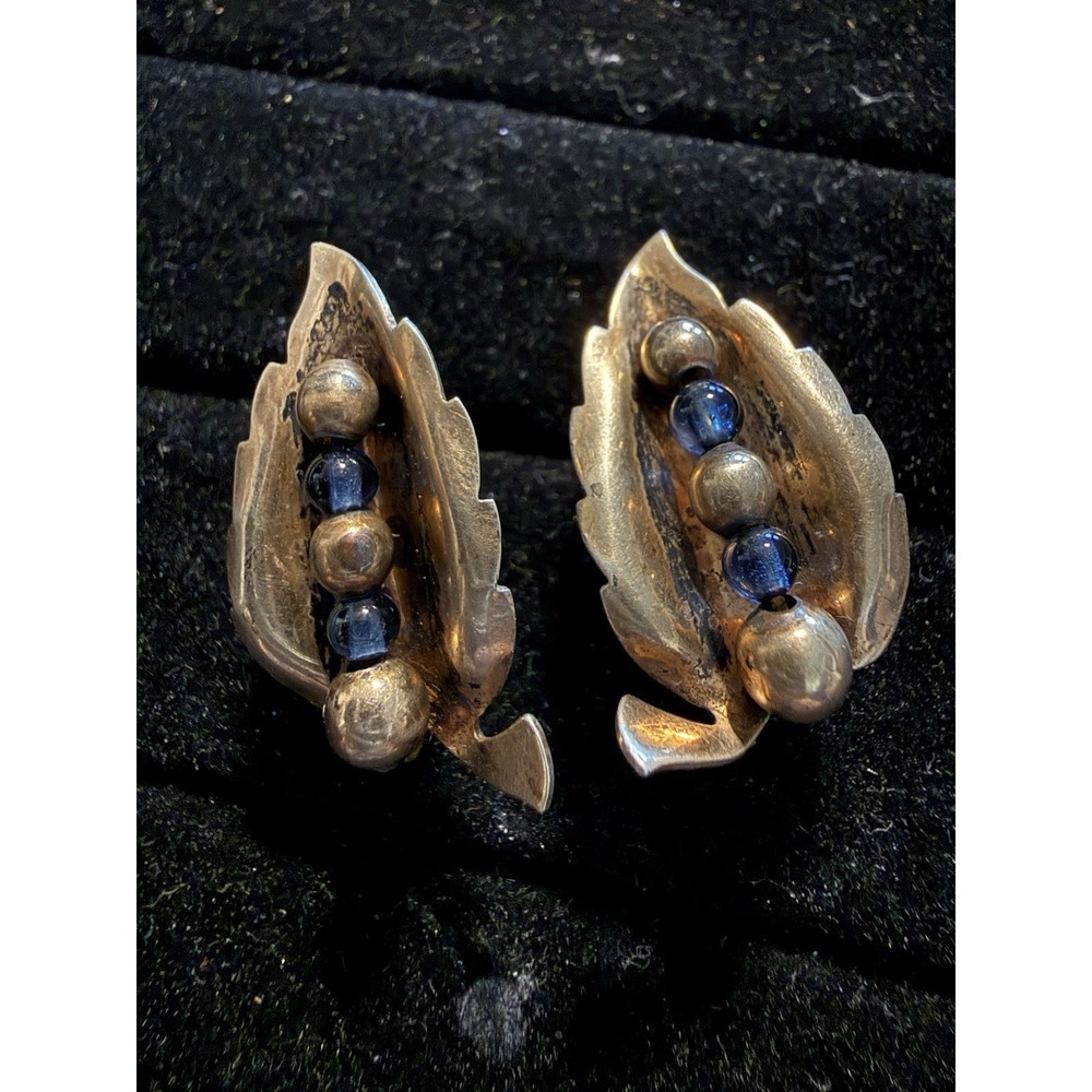 Vintage Sterling Silver Five Peas In A Pod Screw Back Earrings Must See